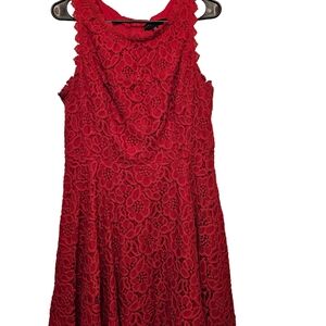 City Studio Vibrant Red Lace Midi Dress